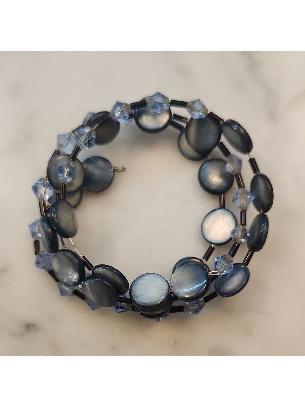 Blue Iridescent Handmade Beaded Bracelet